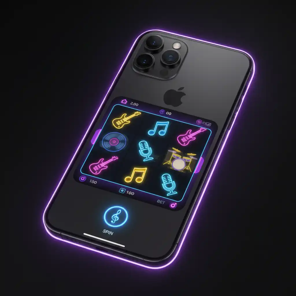 Play Me by Galaxsys on mobile phone showing musical tiles and multiplier